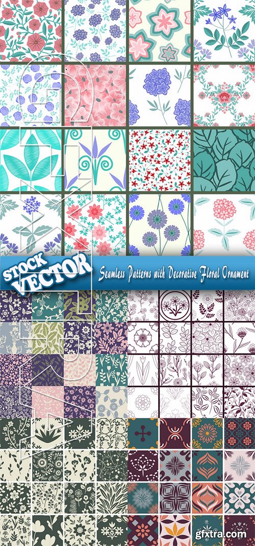 Stock Vector - Seamless Patterns with Decorative Floral Ornament