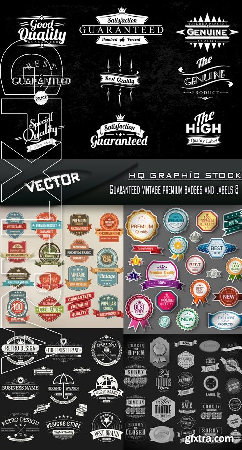 Stock Vector - Guaranteed vintage premium badges and labels 8
