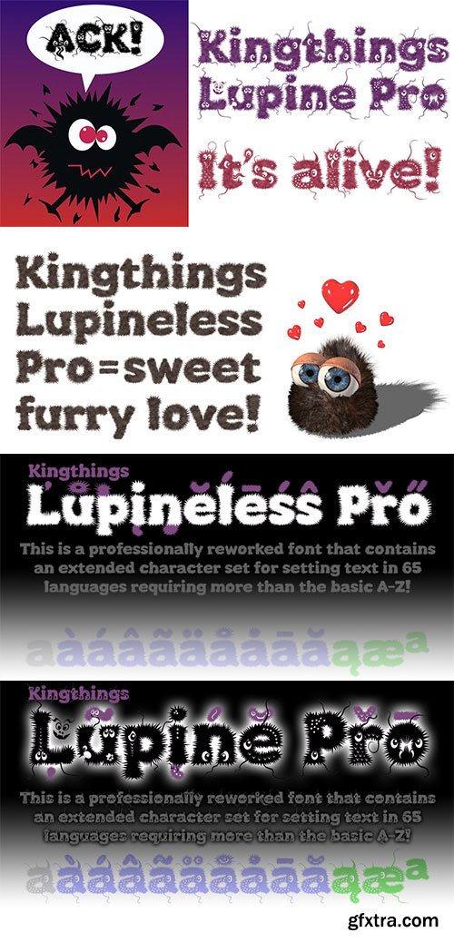 Kingthings Lupine Pro - Monster Hairy Eyes Fonts
