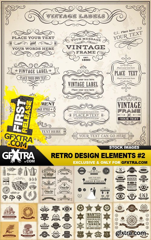 Retro Design Elements #2 - 25 Vector