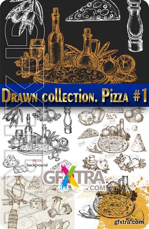 Hand drawn collection. Pizza #1 - Stock Vector