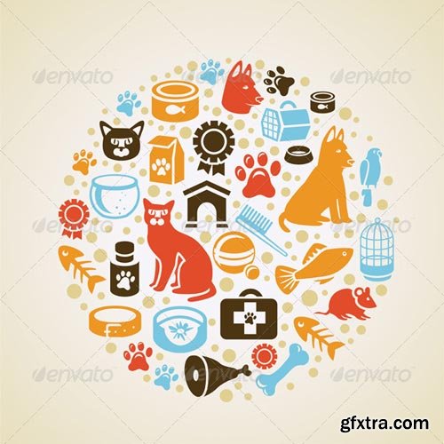 GraphicRiver - Vector concept with cat and dog icons - 3146098