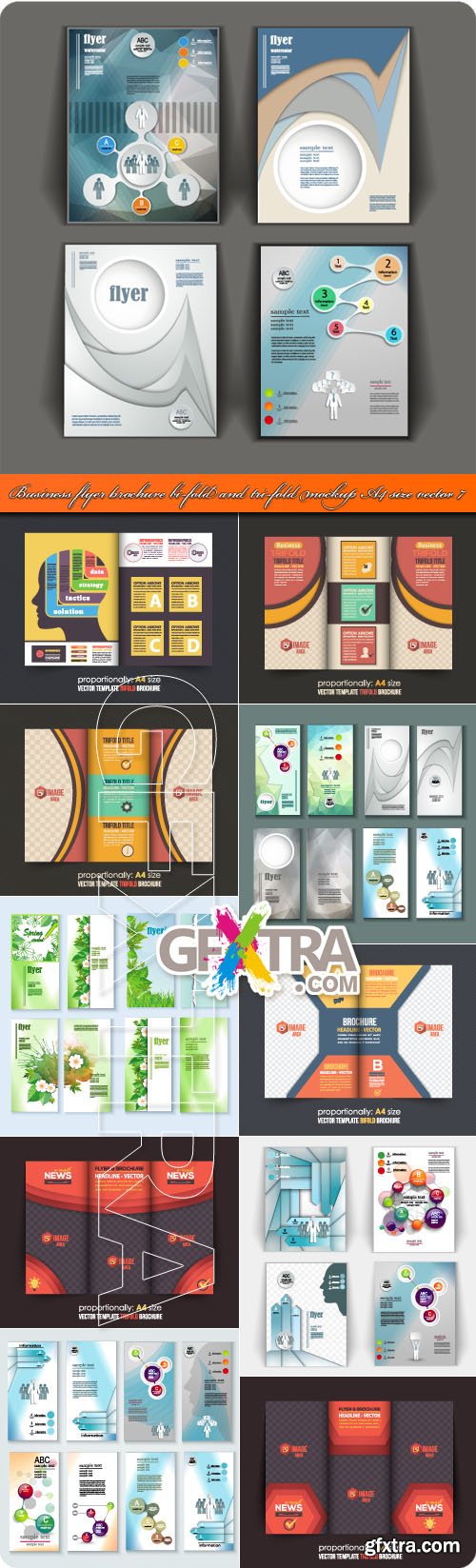 Business flyer brochure bi-fold and tri-fold mockup A4 size vector 7