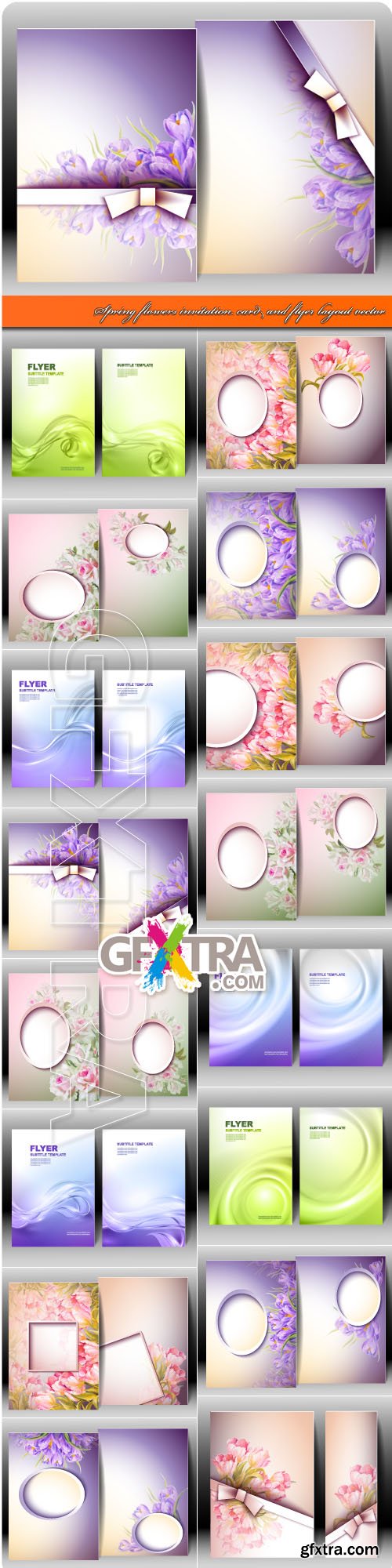 Spring flowers invitation card and flyer layout vector