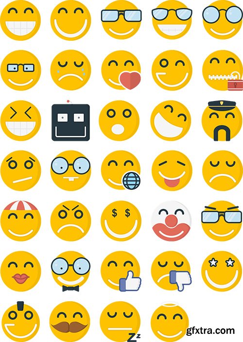 AI, EPS, SVG, PSD Vector Icons - Emoticons Flat Icons