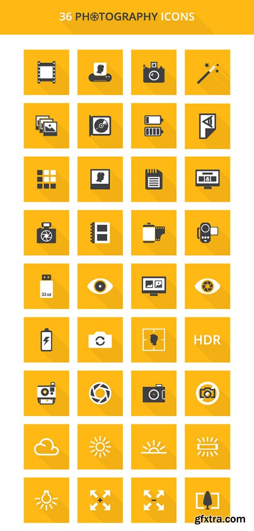 Ai, EPS, PSD Vector Web Icons - 36 Photography Icons