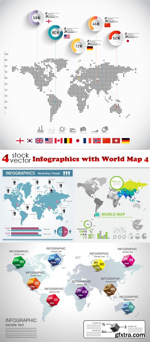 Vectors - Infographics with World Map 4