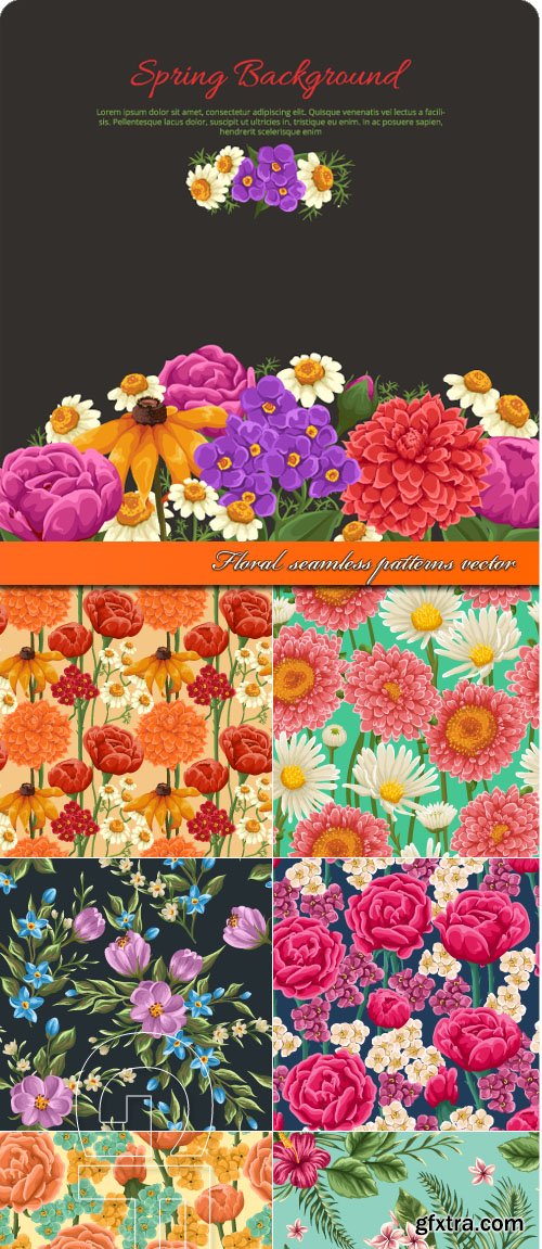Floral seamless patterns vector