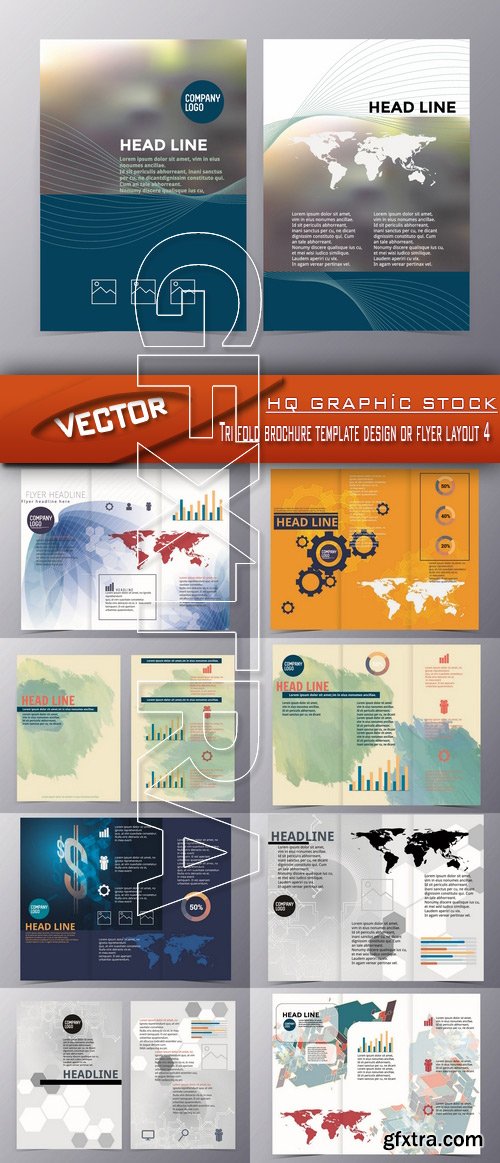 Stock Vector - Tri fold brochure template design or flyer layout 4