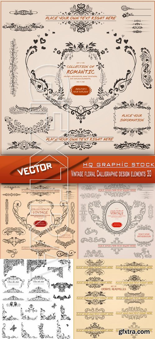 Stock Vector - Vintage floral Calligraphic design elements 30