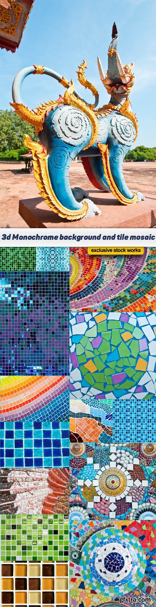 3d Monochrome background and tile mosaic 15x JPEG