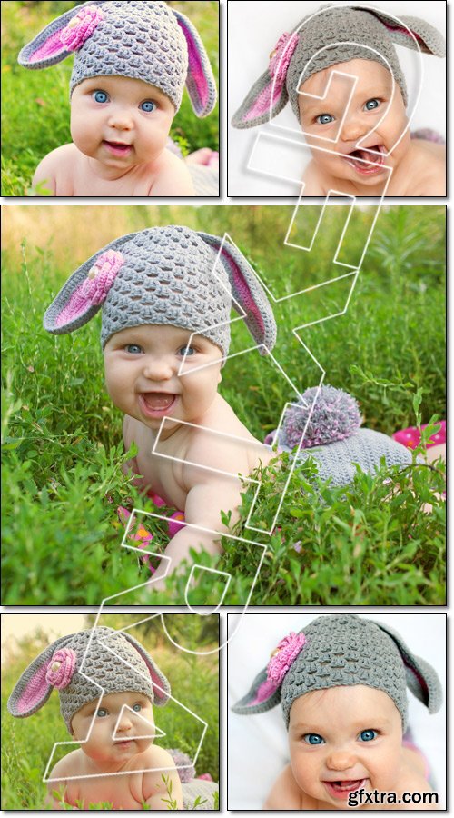 Baby easter bunny or lamb of green grass - Stock photo