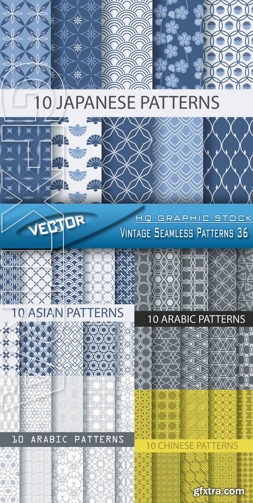 Stock Vector - Vintage Seamless Patterns 36
