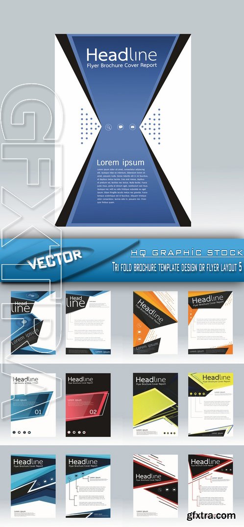 Stock Vector - Tri fold brochure template design or flyer layout 5
