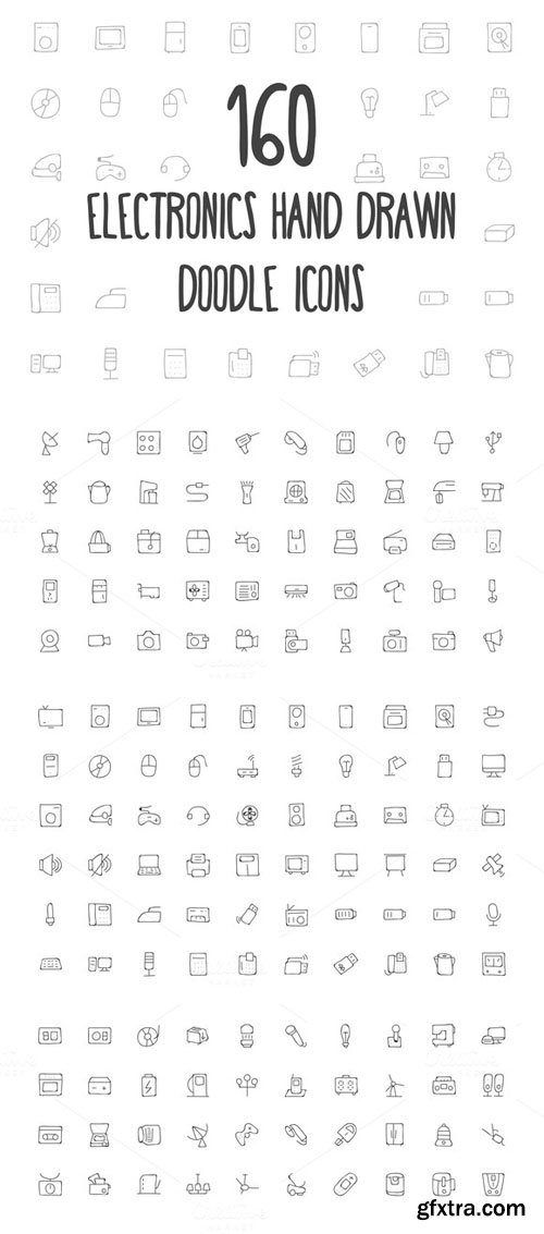 160 Electronics Hand Drawn Icons - CM 162355
