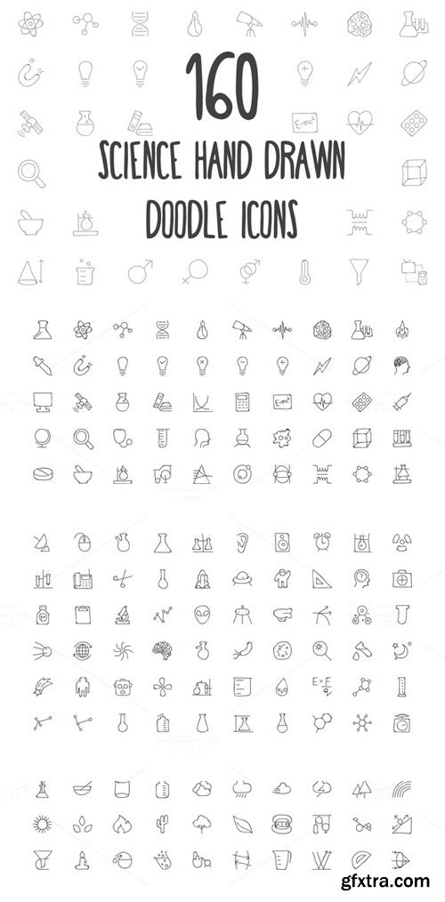 160 Science Hand Drawn Doodle Icons - CM 160808