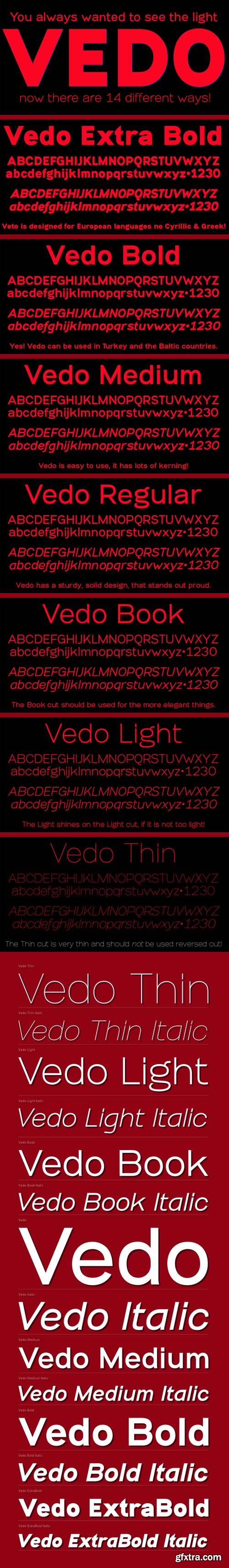 Vedo - Sans Serif Heading 14 Fonts $140