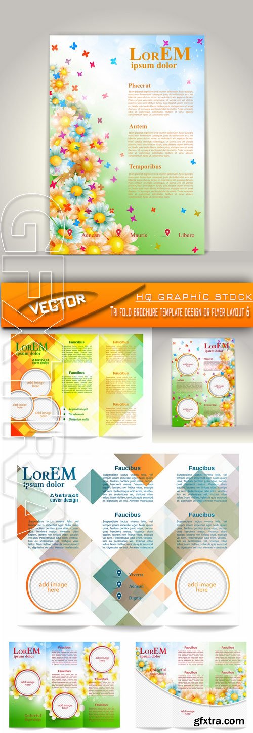 Stock Vector - Tri fold brochure template design or flyer layout 6