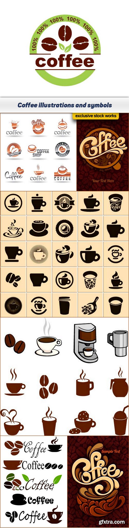 Coffee and hot drinks illustrations and symbols 7x EPS
