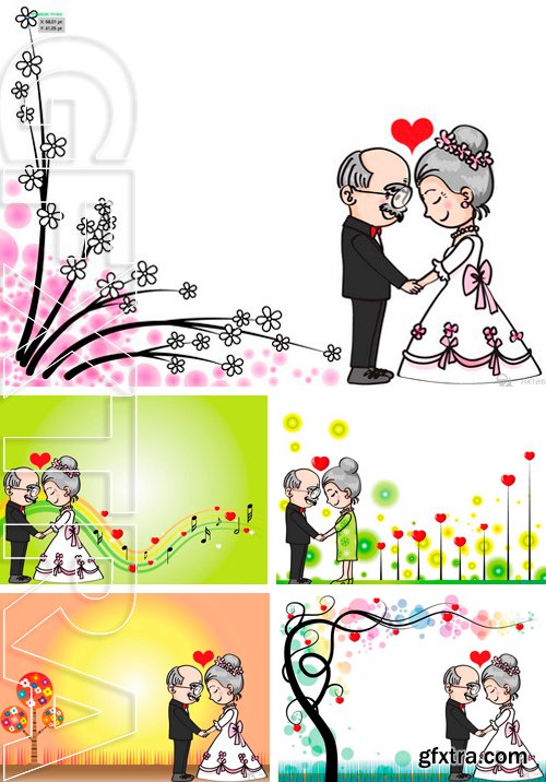 Stock Vectors - Wedding anniversary card border for old people
