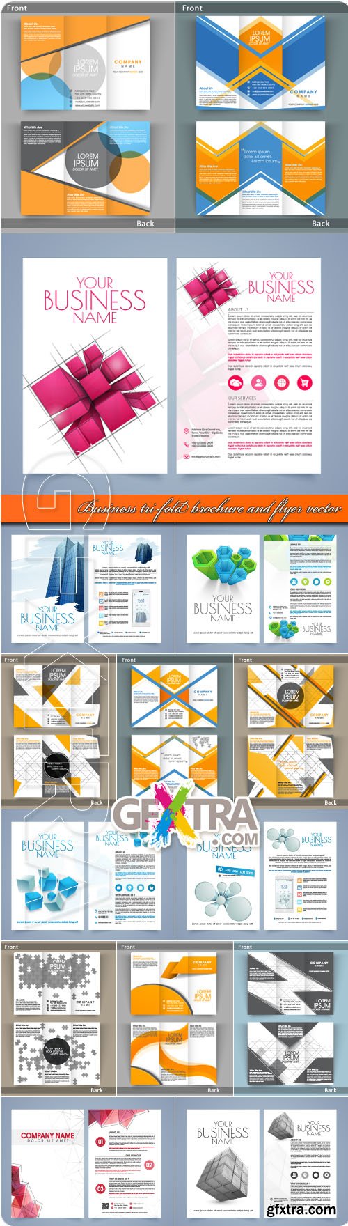 Business tri-fold brochure and flyer vector