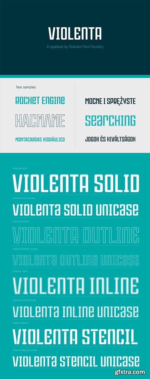 Violenta - Display Condensed Geometric Typeface 8xOTF $90