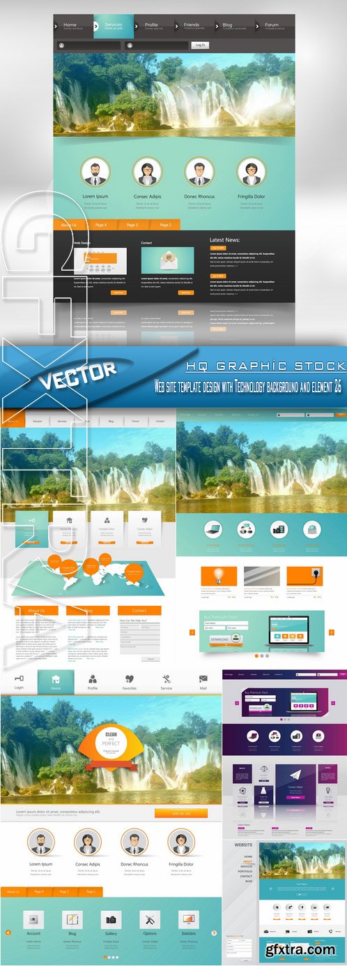 Stock Vector - Web site template design with Technology background and element 26