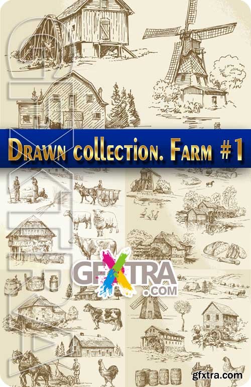 Hand drawn collection. Farm #1 - Stock Vector