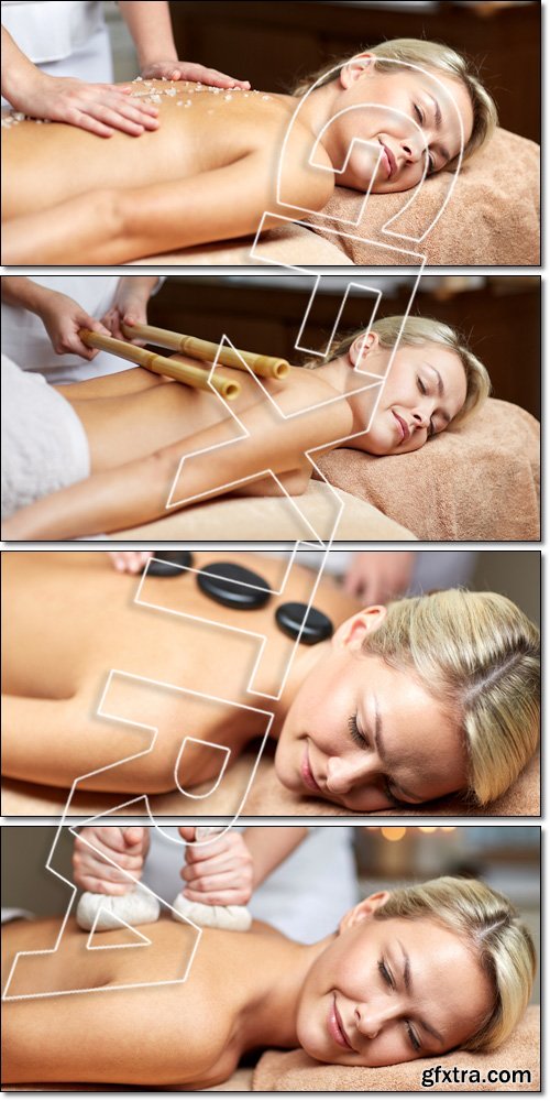 Woman lying and having massage in spa - Stock photo