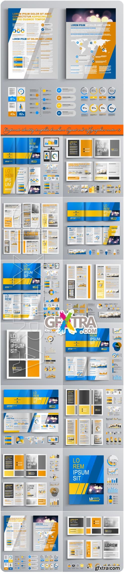 Corporate identity template brochure layout and infographics vector 12