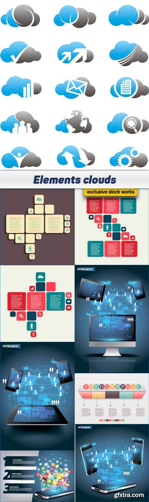 Elements clouds 9x EPS