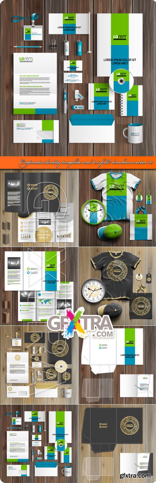 Corporate identity template and tri-fold brochure vector 20