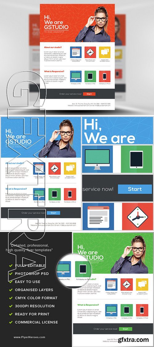 Flat Style Web Design Studio Flyer Templates