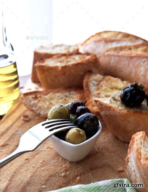 Olives and bread - Photodune 9363850