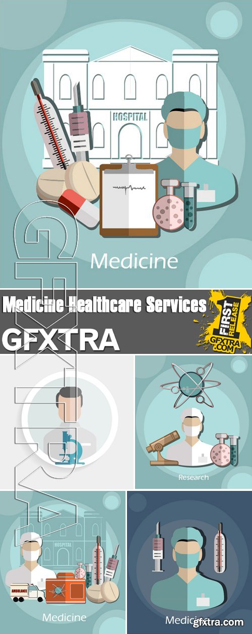 Stock Vectors - Medicine Healthcare Services Concept Flat Icon