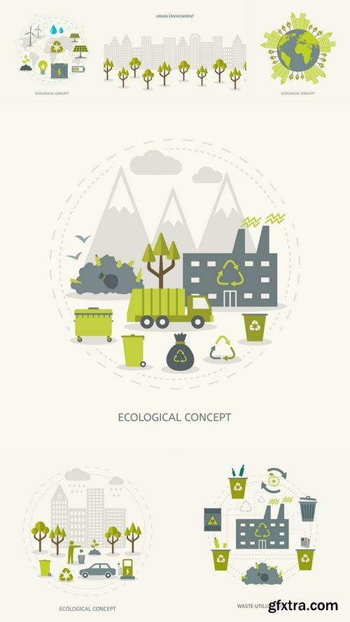 Vector - Ecologic Recycling and Renewable Energy Concept in Flat Style