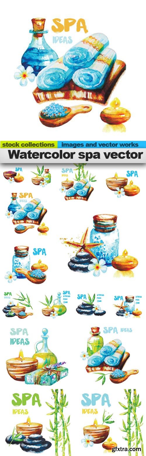 Watercolor SPA Vectors 15xEPS