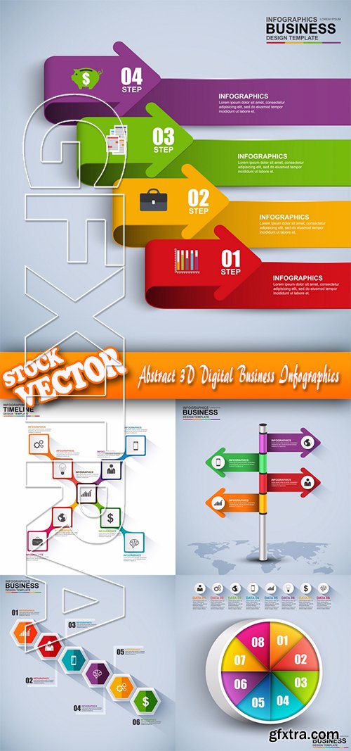Stock Vector - Abstract 3D Digital Business Infographics