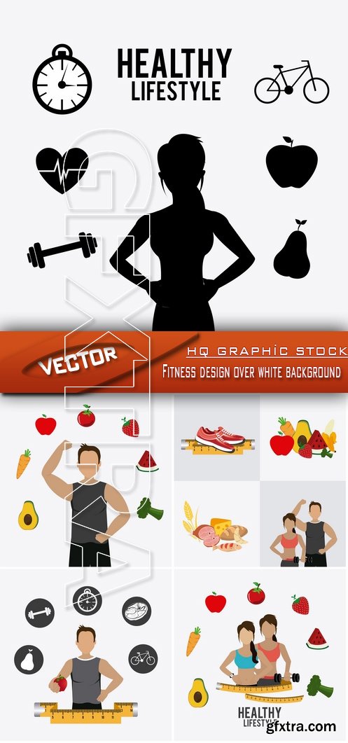 Stock Vector - Fitness design over white background