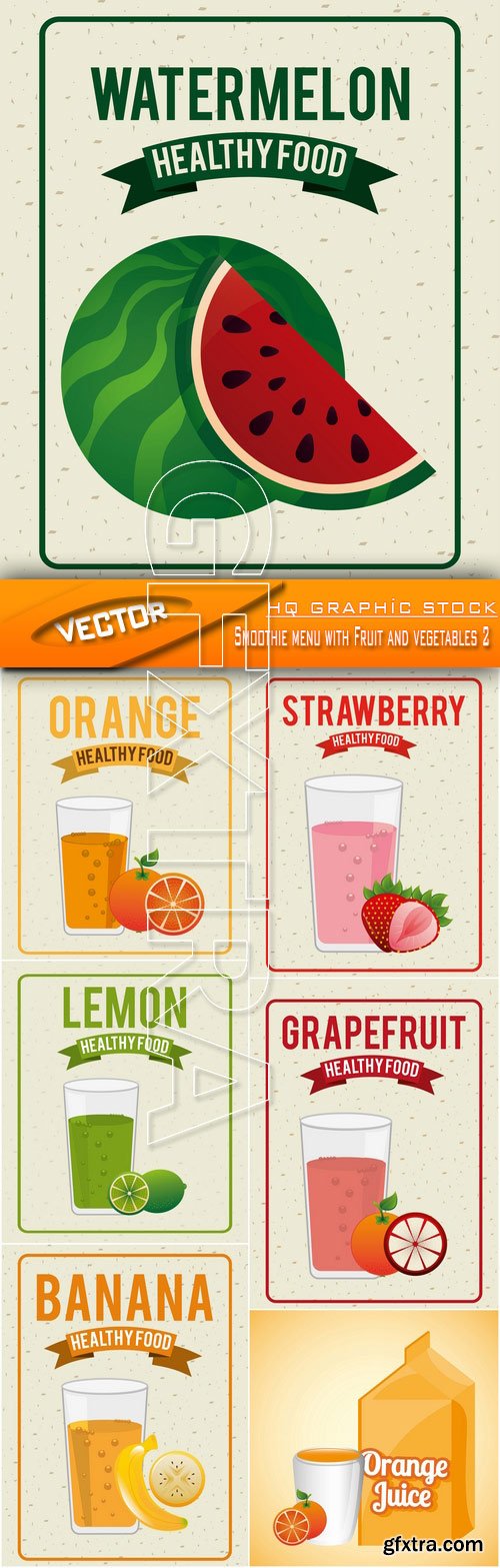 Stock Vector - Smoothie menu with Fruit and vegetables 2