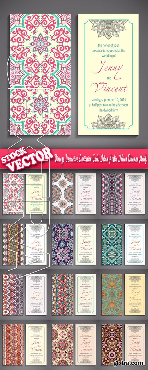 Stock Vector - Vintage Decorative Invitation Cards Islam Arabic Indian Ottoman Motifs