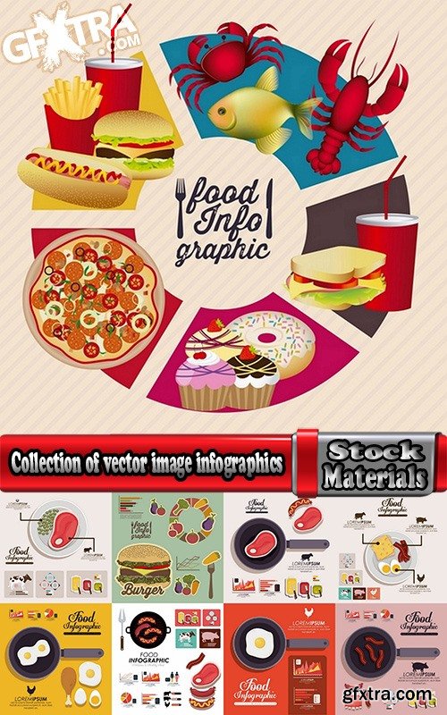 Collection of vector image infographics eating food natural product 25 Eps