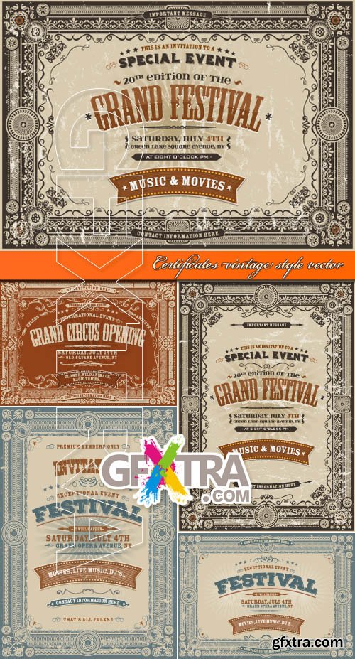 Certificates vintage style vector