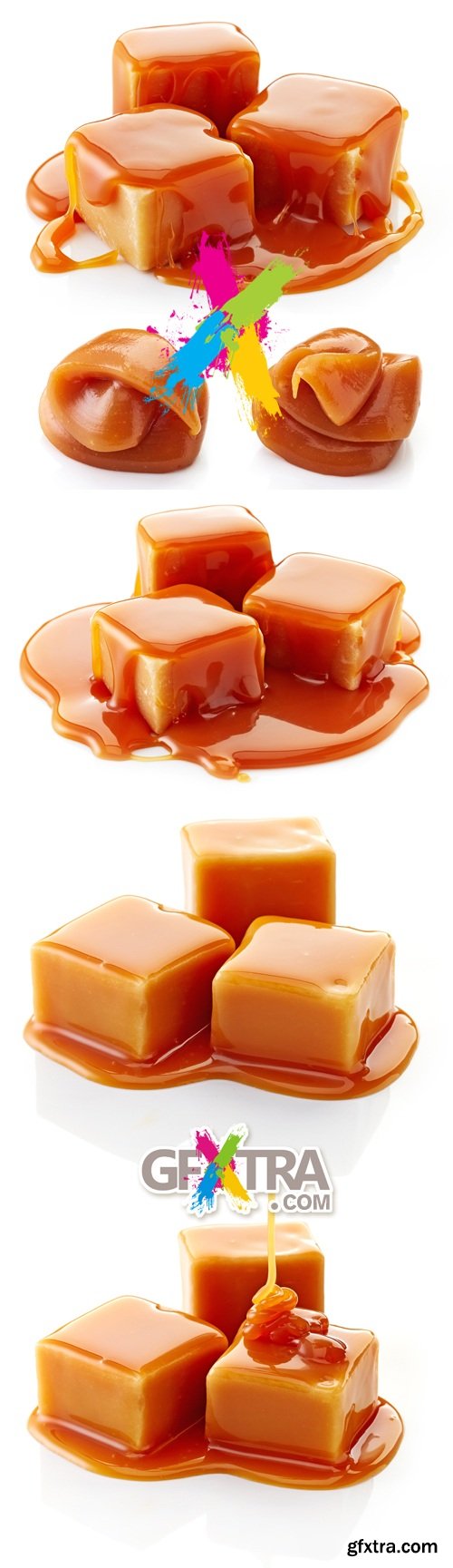 Stock Photo - Caramel Candies & Caramel Sauce