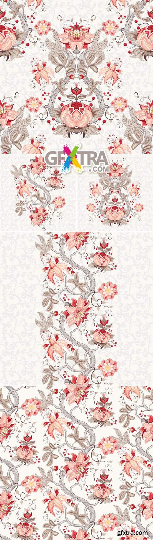 Oriental Floral Patterns Vector