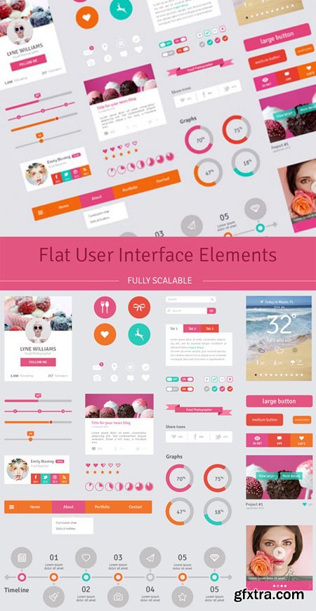 Flat User Interface Elements PSD