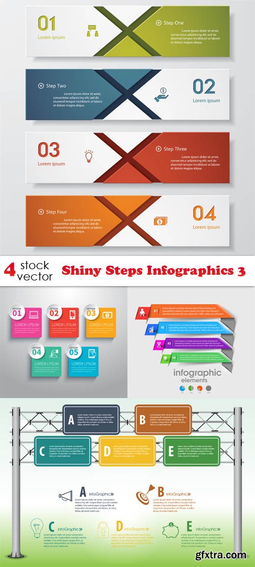 Vectors - Shiny Steps Infographics Set 3