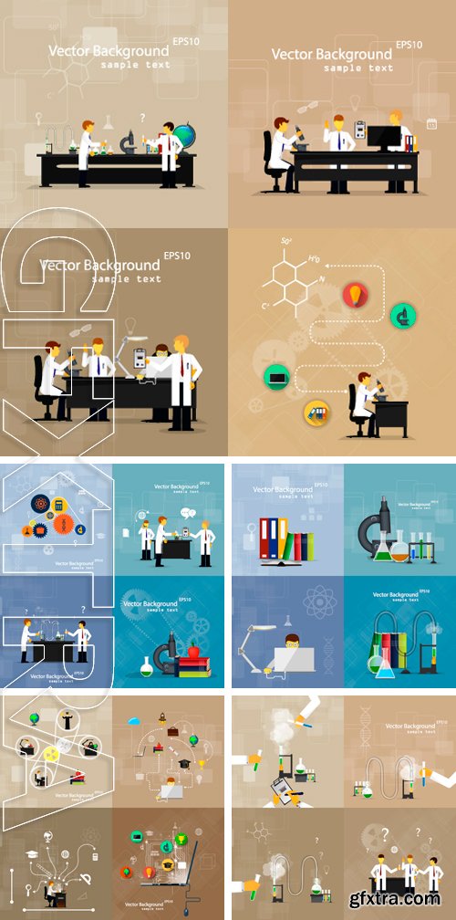 Stock Vectors - Vector illustrations of scientists in laboratories conducting research