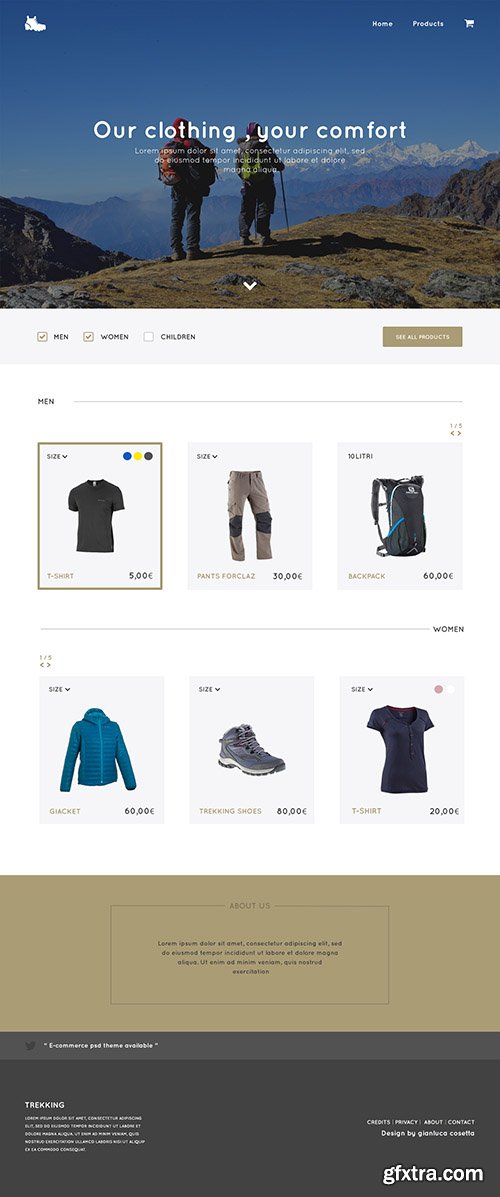 PSD Web Template - Trekking Store - e-Commerce One Page Theme