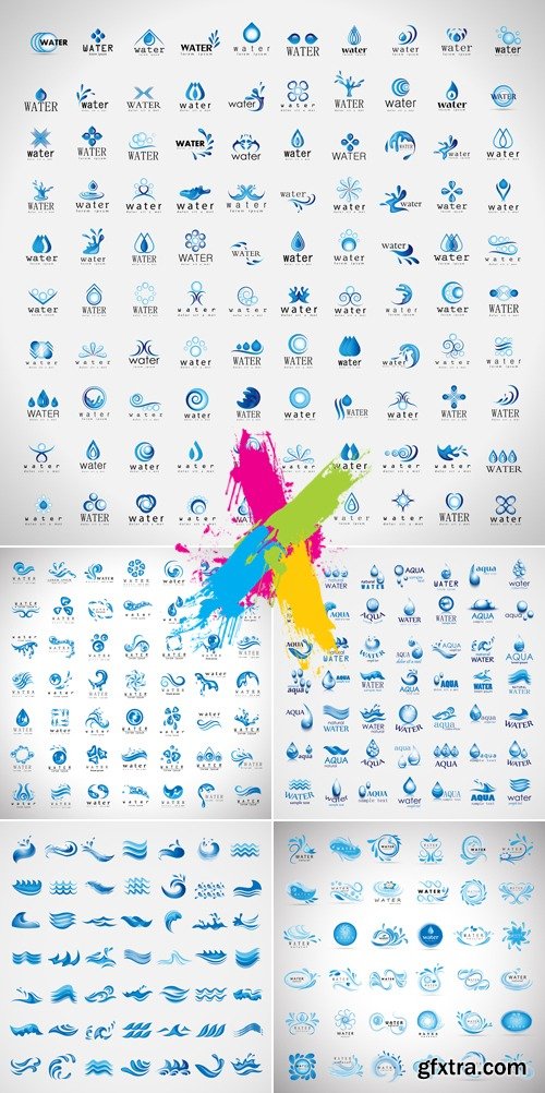 Water Icons, Logos, Design Elements Vector
